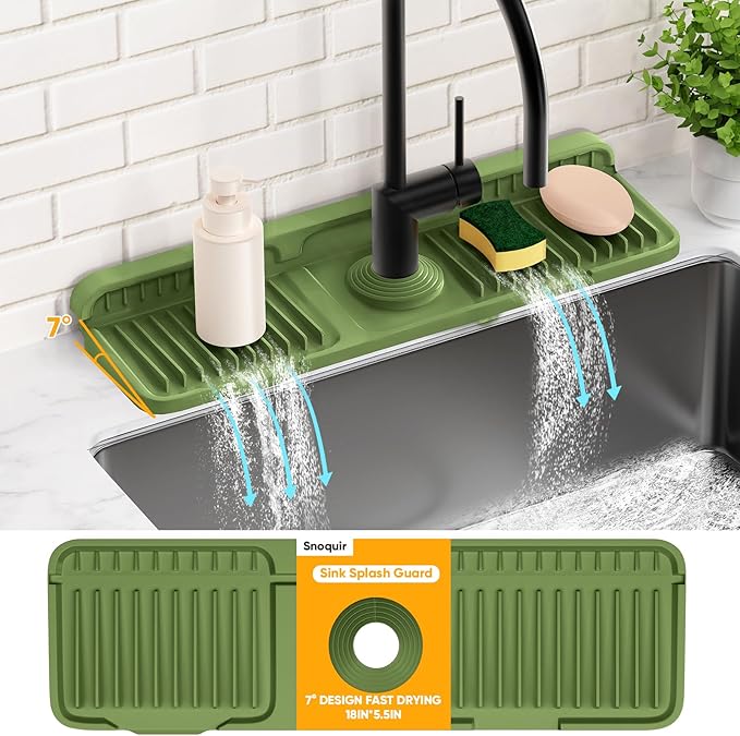 17.7'' Faucet Mat for Kitchen Sink Splash Guard Folding Kitchen Sink Faucet Mat