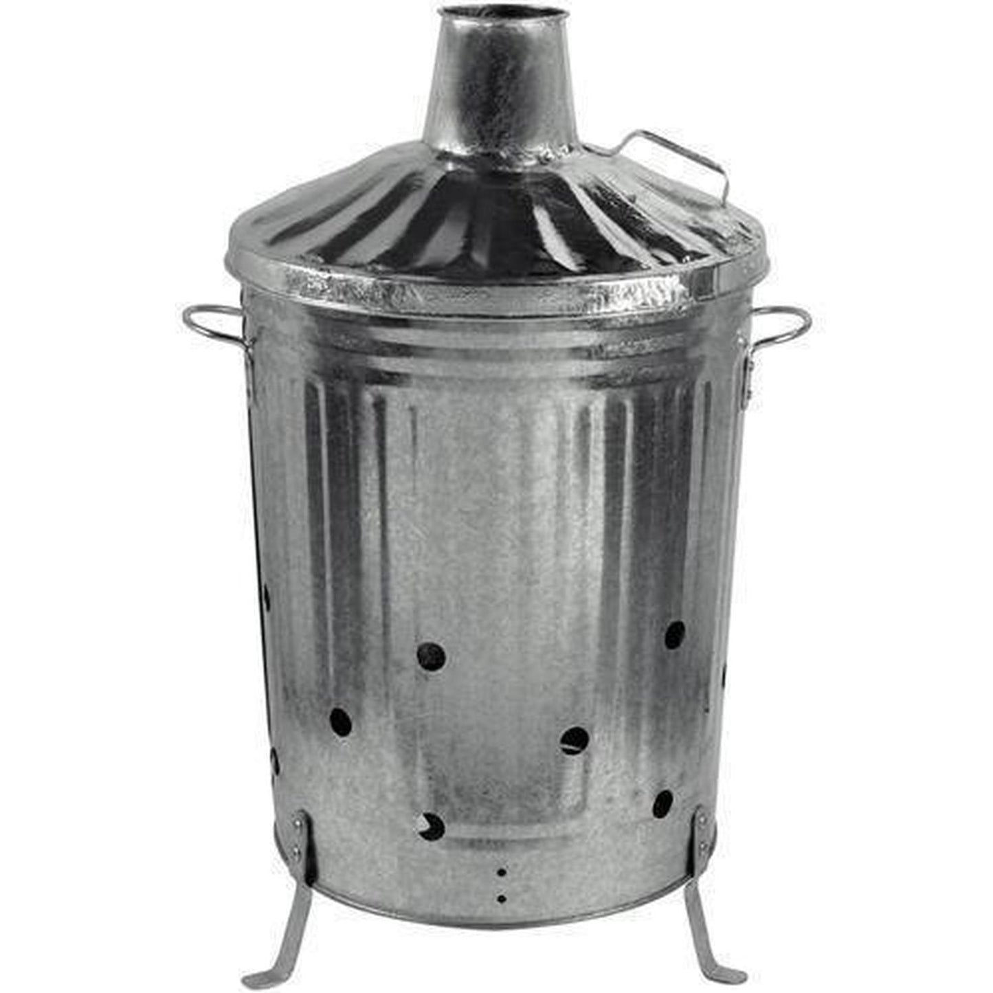 Srendi® 90 Litre 90L Extra Large Galvanised Metal Incinerator Recycle Garden Rubbish Fire Burning Binwith FREE SHOVEL