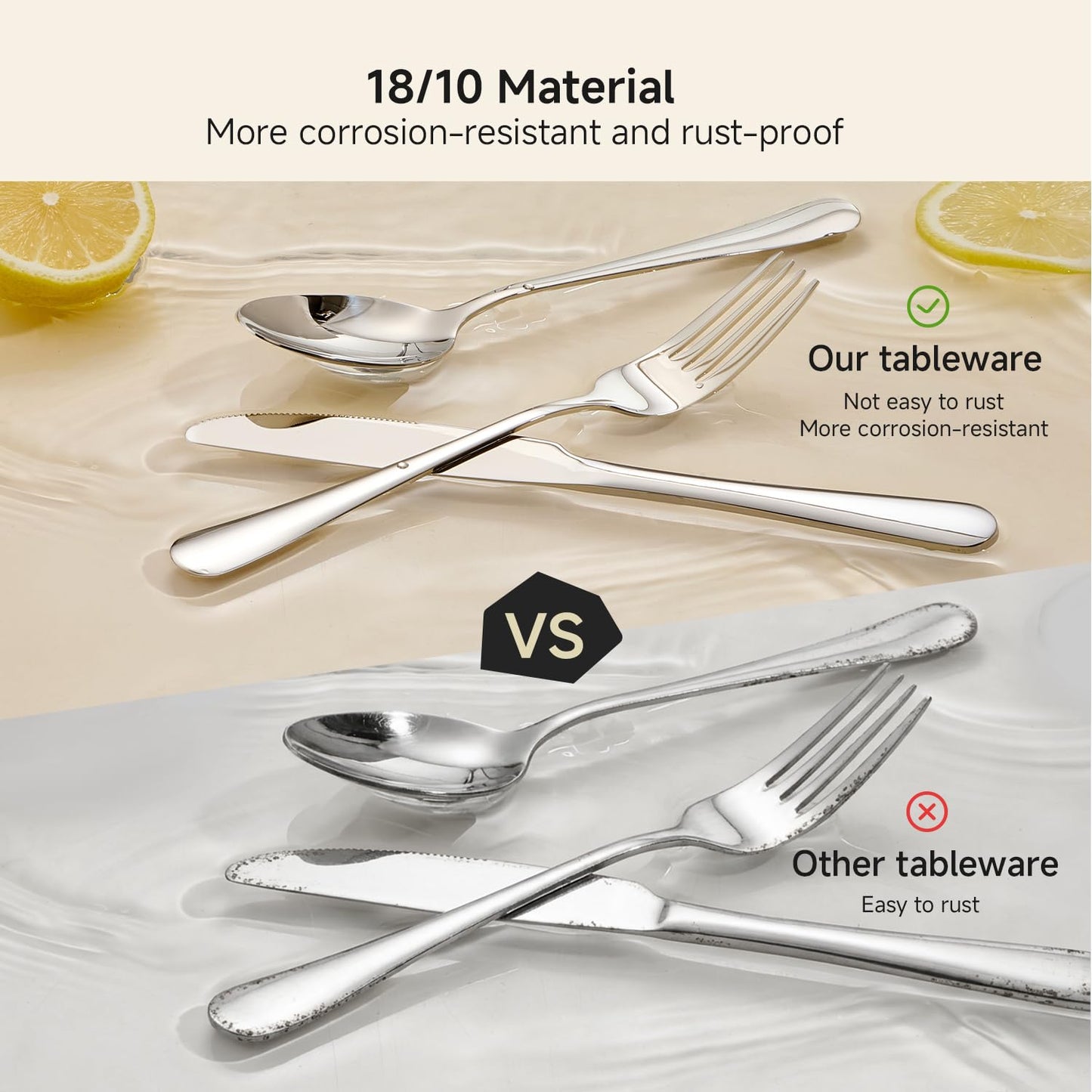 HIKAA 24-Piece Dinner Spoons Set, 8-Inch 18/10 Stainless Steel Spoons, Mirror Polished Dishwasher Safe Table Spoons for Home, Restaurant, Party
