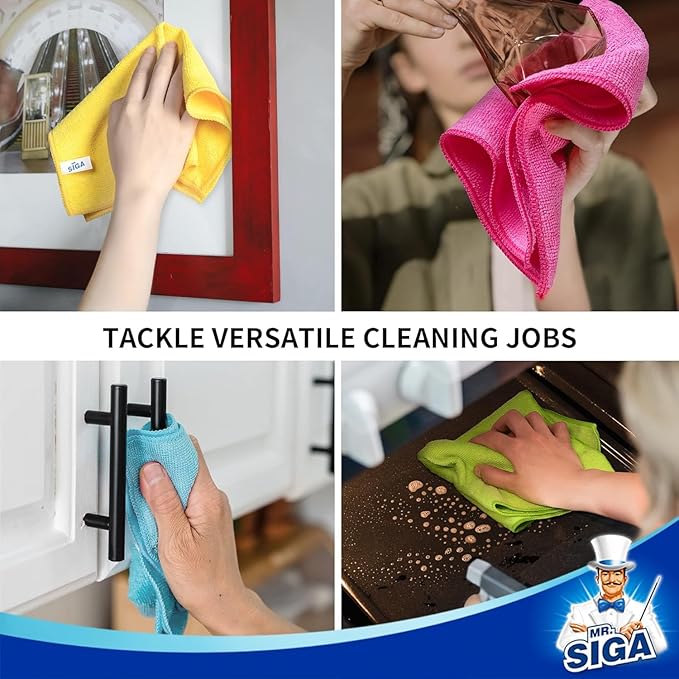 MR.SIGA Microfiber Cleaning Cloth, Size:12.6" x 12.6"