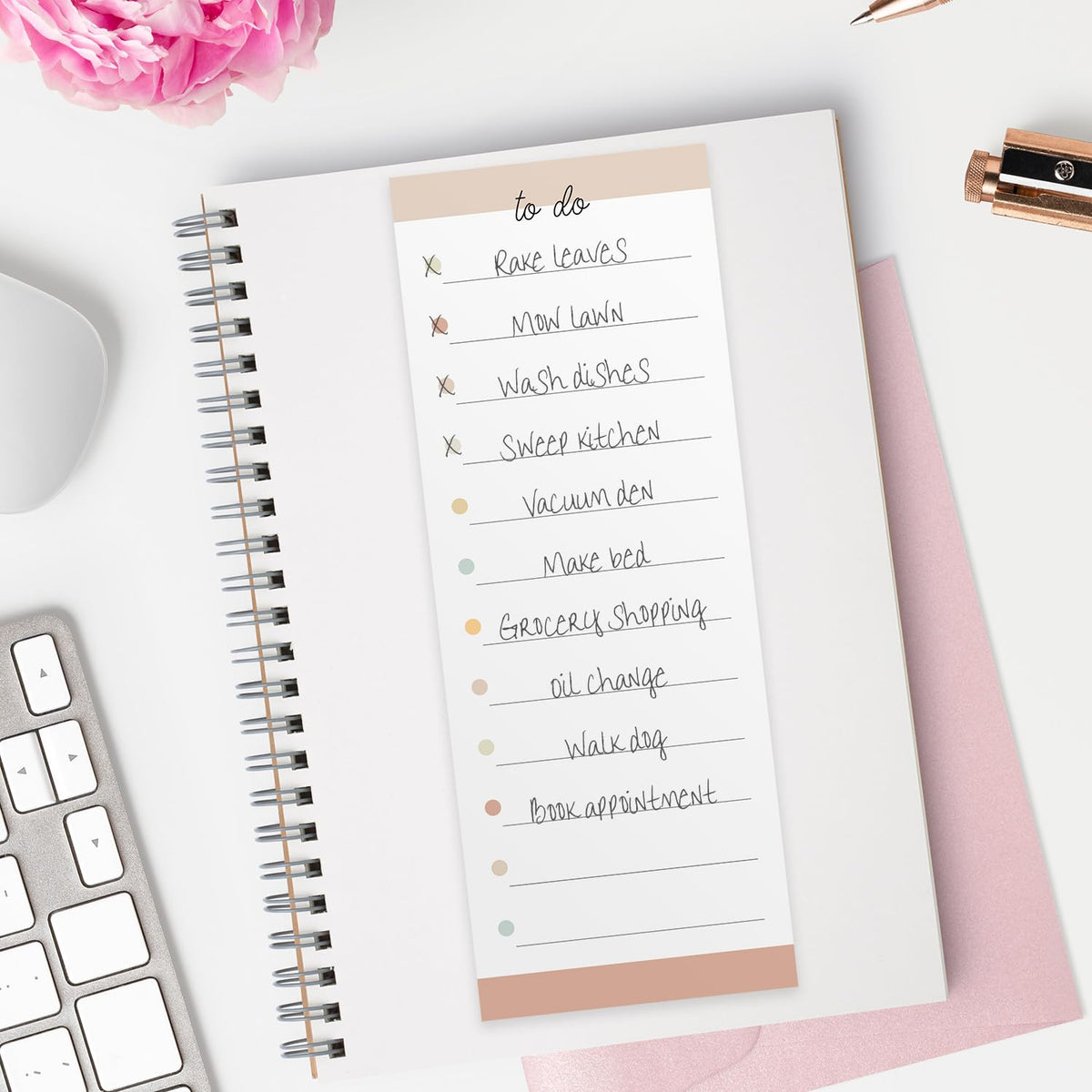 Productivity Sticky Note Assortment/Set of 3 Multi-Color Note Pads / 3" x 8" Daily Task Trackers / 50 Sheets Per Pad/Made in USA
