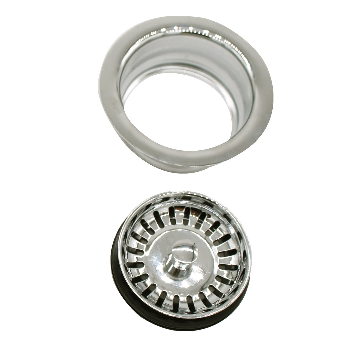 Westbrass CO2165S-05 COMBO PACK 3-1/2" Post Style Large Kitchen Sink Basket Strainer and Waste DisposalDrain Flange with Basket Strainer, Polished Nickel