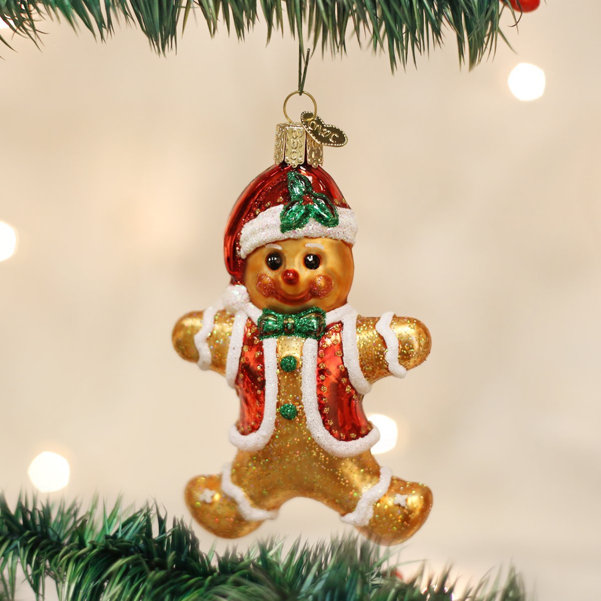 Old World Christmas Gingerbread Boy Glass Blown Ornament for Christmas Tree, Handcrafted Holiday Decoration, Gingerbread Collection