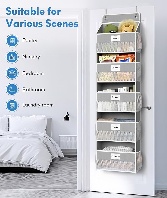 Over The Door Organizer Hanging, 2 Pack 5 Shelf Behind The Doors Storage
