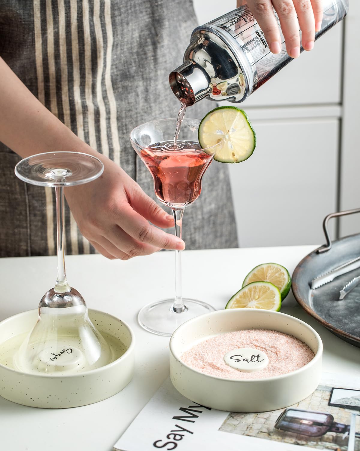 Zoeeker Margarita Salt Rimmer, Bartender Accessories Set of 2 for Margarita and Cocktail Ceramic Sugar Salt Rimmer Plate for Home Bar Bloody Mary, Yellow