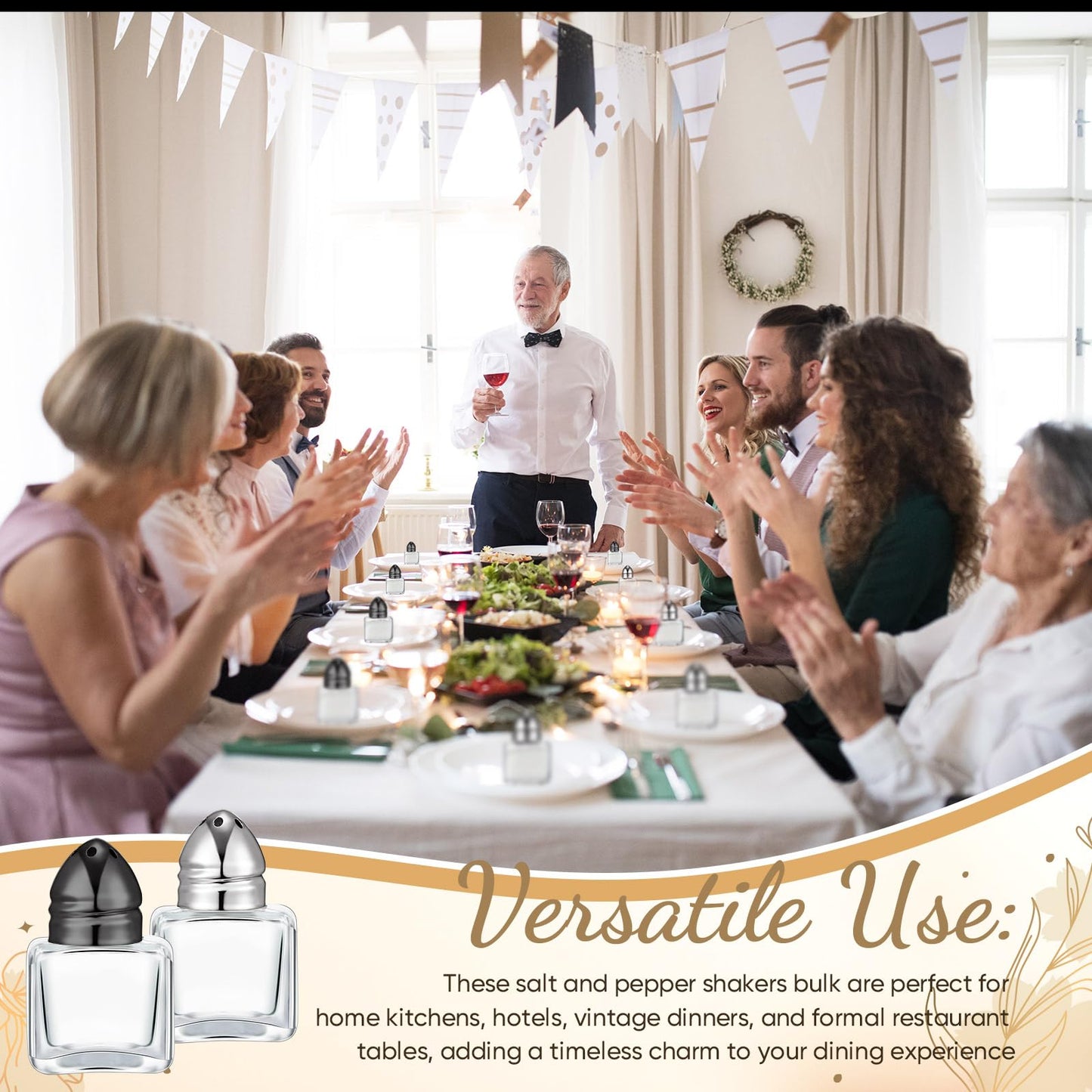 Uiifan 12 Pcs 0.5 oz Cube Shape Small Salt Pepper Shakers with Tone Tops Clear Mini Glass Seasoning Jars Spice Salt Shakers with Funnel for Wedding Party Restaurant Home Kitchen (Black,Silver)