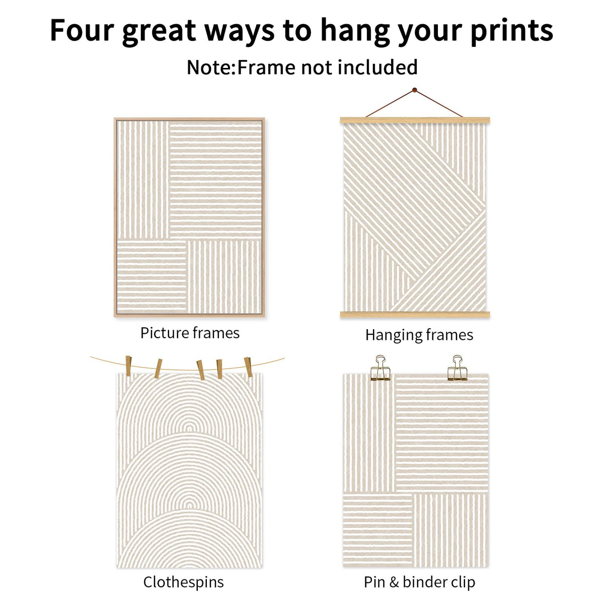 Beige Abstract Wall Art Pictures Set of 3 Boho Modern Canvas Wall Decor Neutral Line Wall Art Minimalist Art Abstract Beige Prints Painting Modern Artwork for Living Room Bedroom 12x16 Inch Unframed