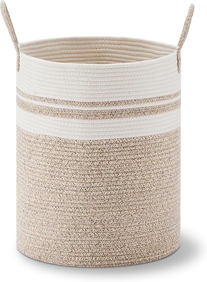 VIPOSCO Large Laundry Hamper, Tall Woven Rope Storage Basket
