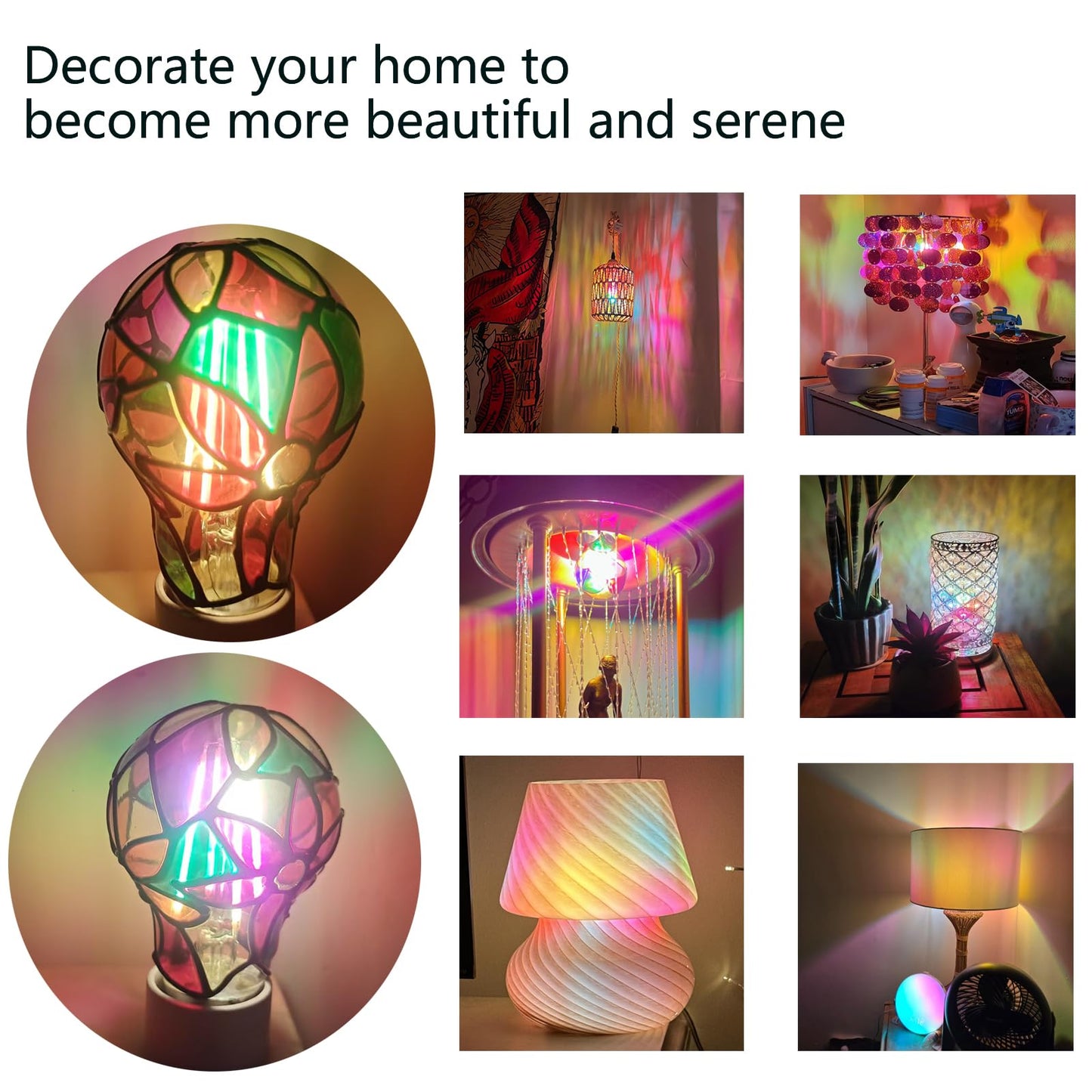 POXIN Dimmable Stained Glass LED Light Bulb,E26 Base Warm Light 2700K 5 Watts A19/A60 LED Light Bulbs,Sunflower Tiffany Lamp for Bedside Living Room Dormitory Dining Room Decorate Gift 2Pack