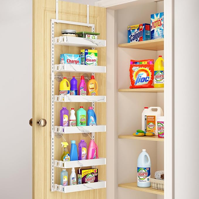 bukfen Over the Door Pantry Organizer, 6-Tier Adjustable Basket Kitchen Pantry