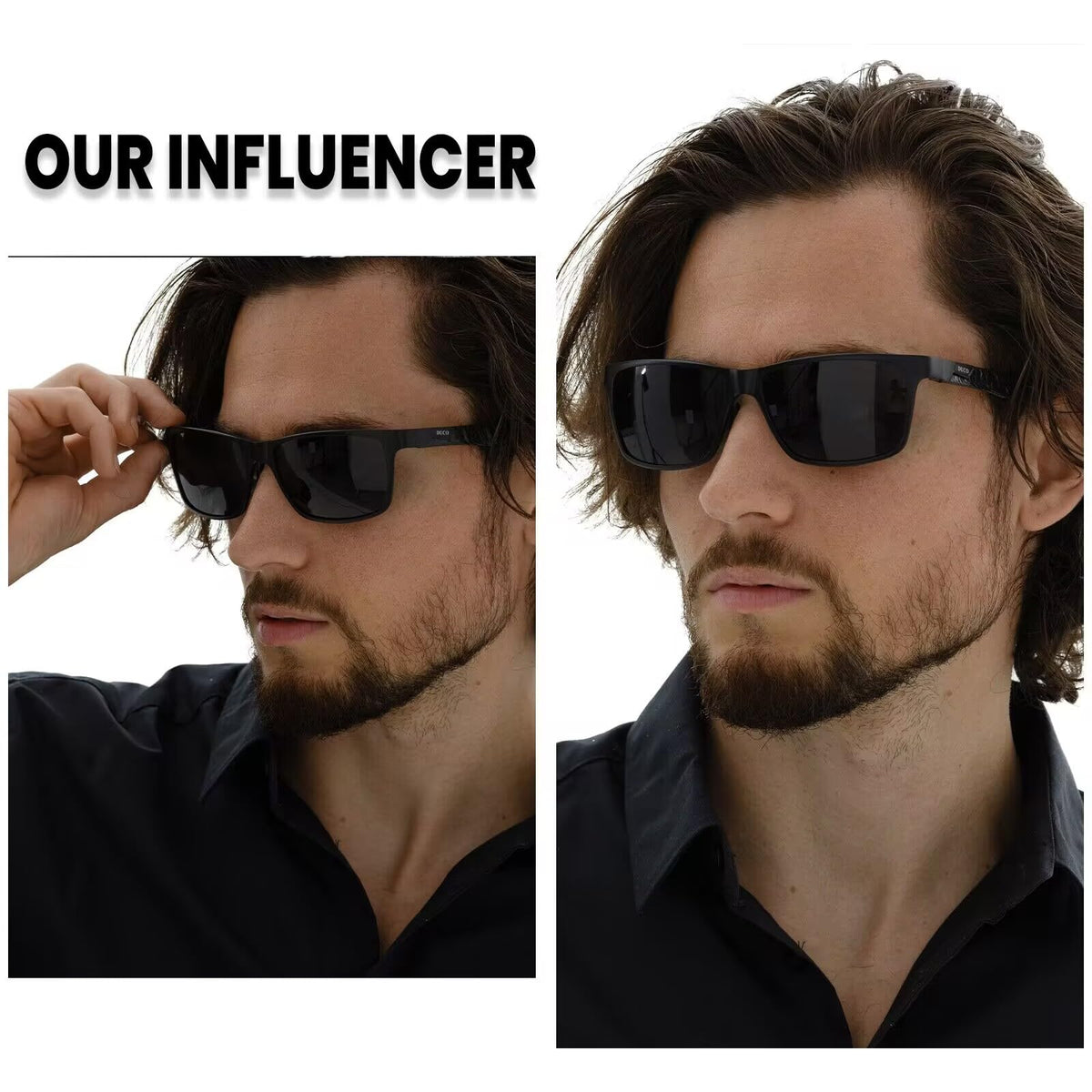 DUCO Mens Sunglasses Polarized Rectangle Sunglass for Men Lightweight Carbon Fiber UV400 Protection 8206