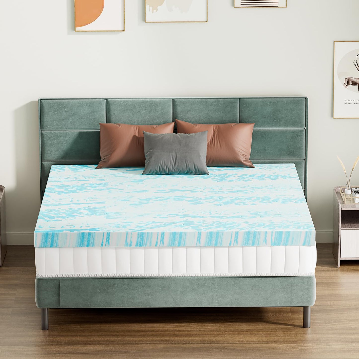 Sweetcrispy Mattress Topper Twin, Memory Foam 4 Inch Thick Gel Infused Cooling Toppers Pad for Twin Size Bed, Sleeper Sofa, RV, Camper, CertiPUR US, Breathable