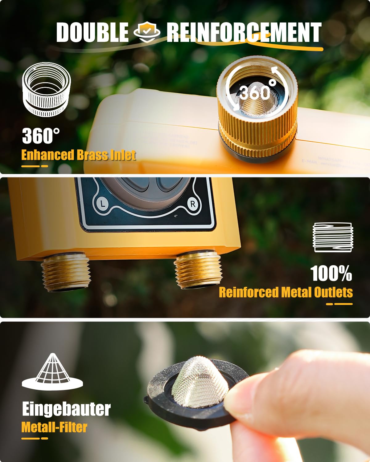 RAINPOINT WiFi Water Timer with Brass Inlet & Outlet,2 Zone WiFi Hose Timer for Lawn,WiFi Sprinkler Controller via APP/Voice Control,Automatic Watering System by Time/Weather/Quantity/Soil Moisture