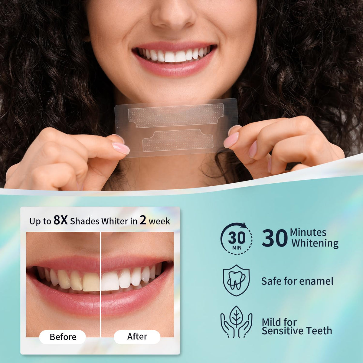 Teeth Whitening Strips 14 Treatments Kit - Contain Teeth Whitening Pen,Sensitive Teeth Whitener, Hydrogen Peroxide Teeth Whitener for Coffee, Wine, Tobacco, and Other Stains (28 Strips)