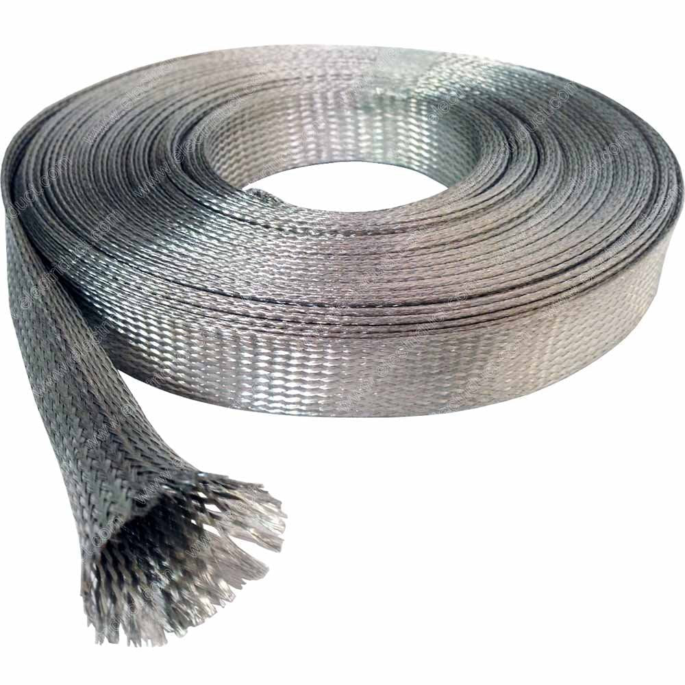 Electriduct 3/4" Tinned Copper Metal Braid Sleeving Flexible EMI RFI Shielding Wire Mesh (0.48" Diameter) - 100 Feet