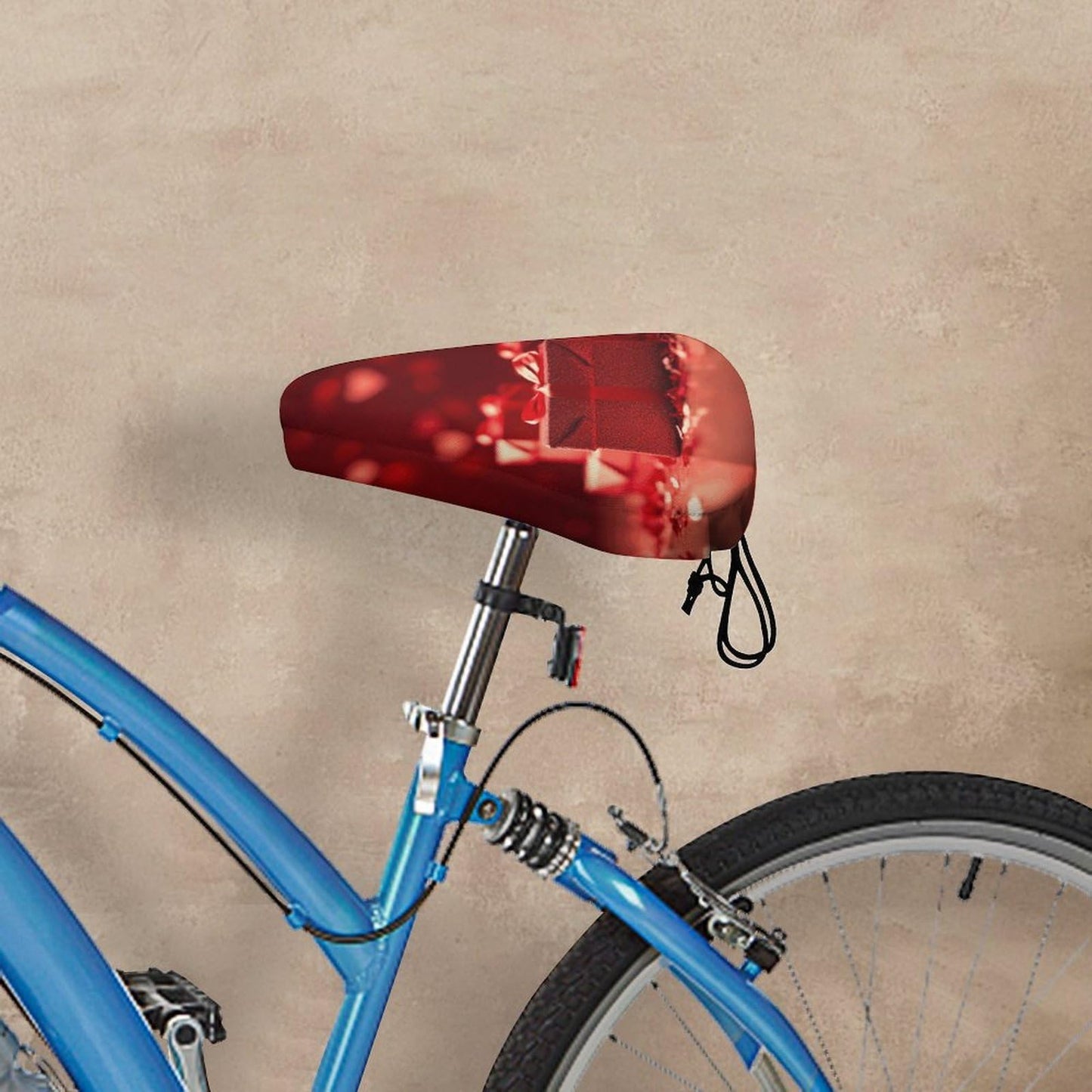 KHAUERBC Red Gift Box Bike Seat Cover with Drawstring Mountain,Bike Seat Rain Cover- Waterproof Sun Dust,Bike Seat Cushion Covers Fits Multiple Bicycles and E-Bikes for Women & Men