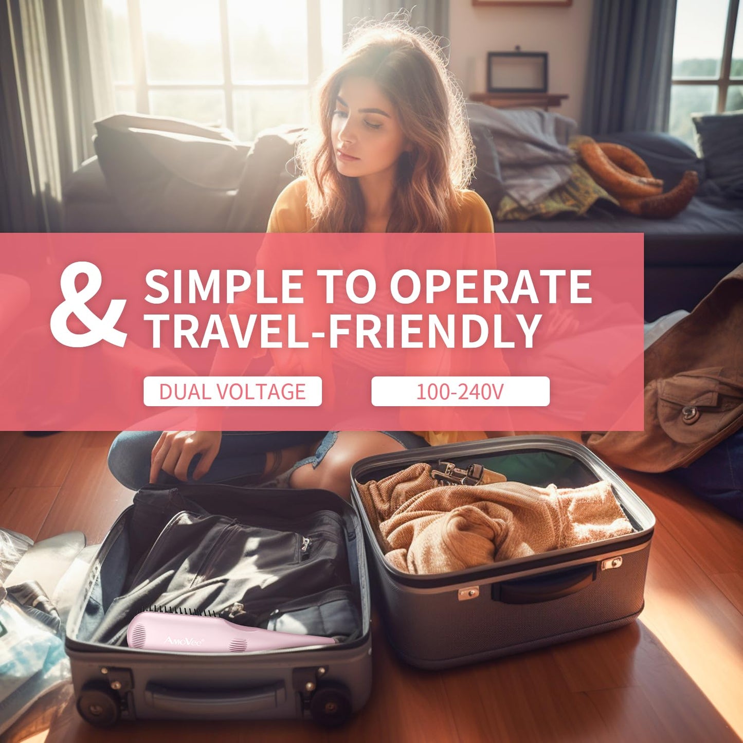 Hair Straightener Brush Straightening Brush Ceramic 2-in-1 Ionic Straightening Brush with Anti-Scald Feature,MCH 20s Fast Heating up, 170℉-450℉,LCD Display, Dual Voltage