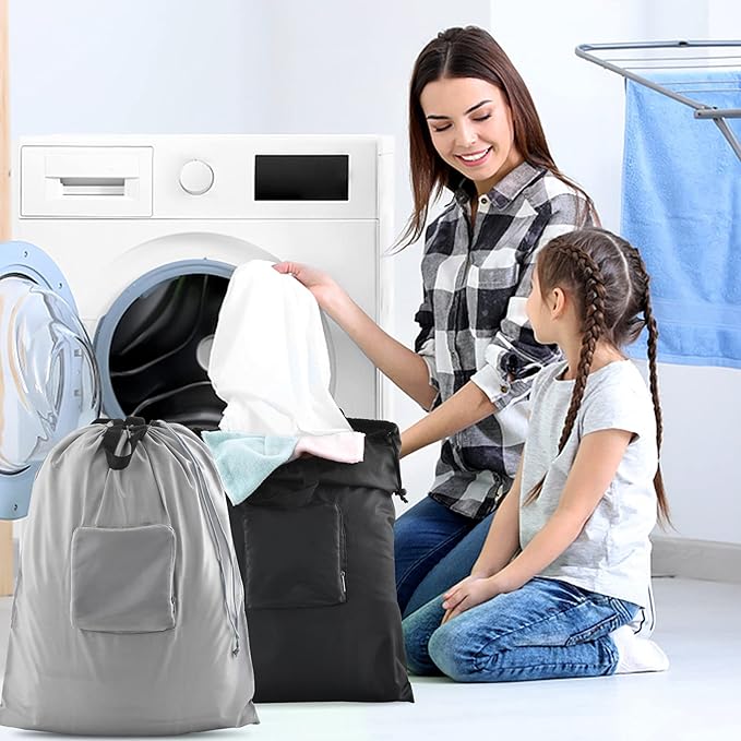 2 Pcs JHX Travel Laundry Bags, Dirty Clothes Organizer【Upgraded】with Handles