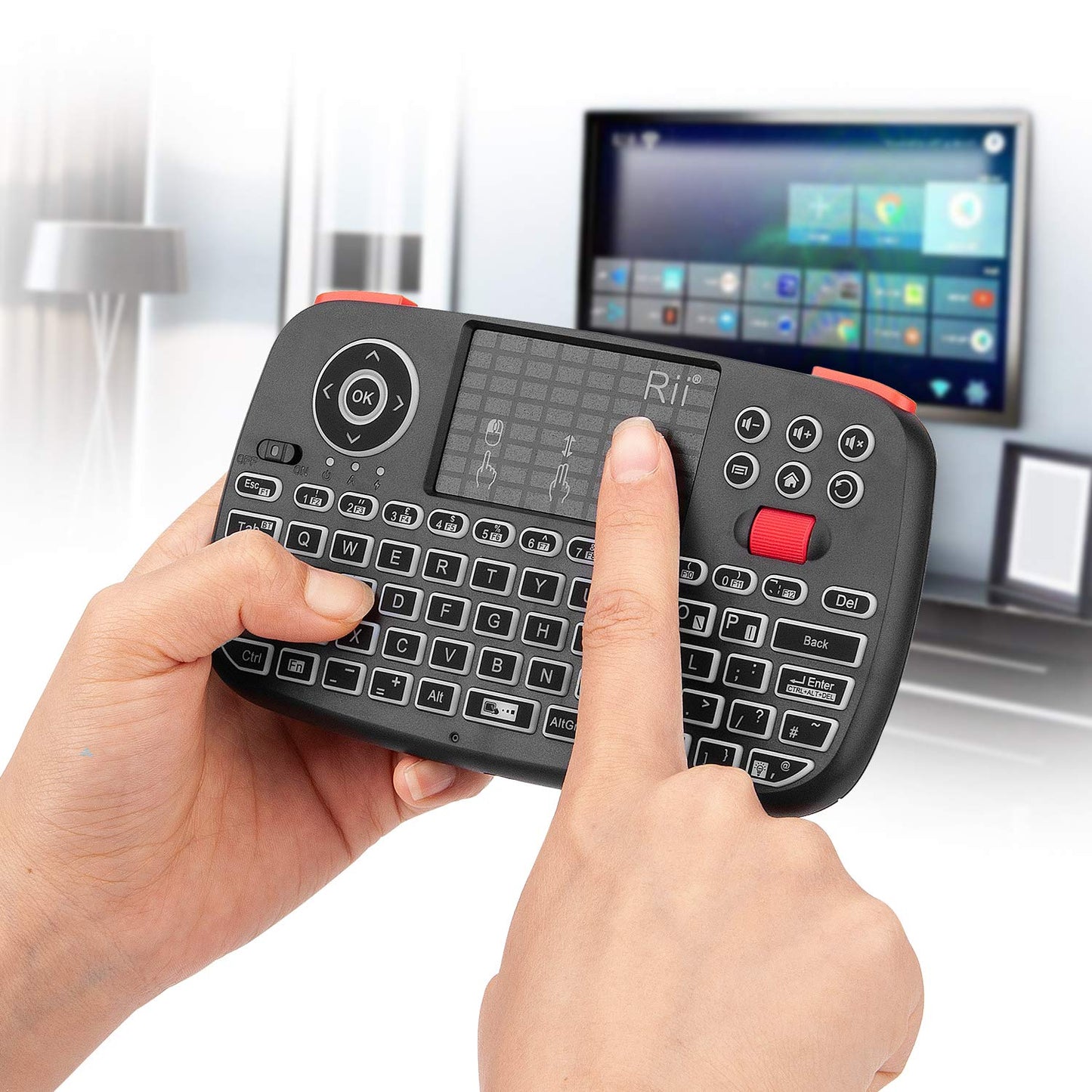 New Dual Mode Wireless Multimedia Keyboard with Touchpad Mouse Rii I4 Bluetooth 4.0 with 2.4G Wireless Mini Keyboard with Scroll Button LED Backlit Rechargeable Battery