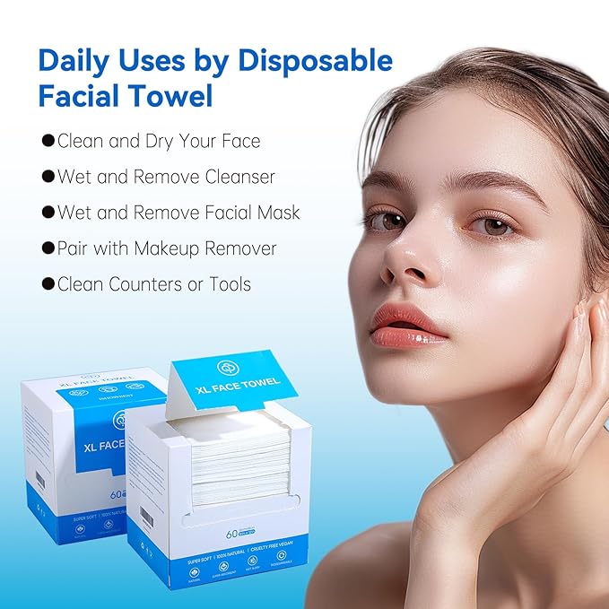 Single Use Face Towels, Ultra Soft and Thick, Disposable Makeup Remover Facial
