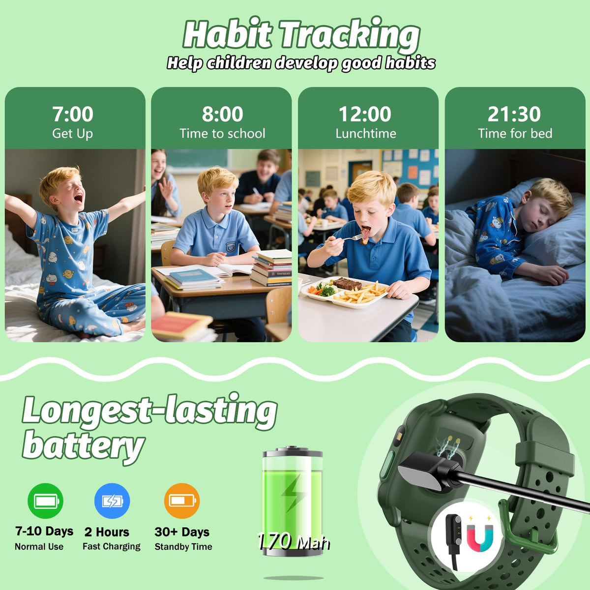 meoonley Kids Watch with 140 Sports Modes, 1.5" Kids Fitness Tracker, Smart Watch kids, No APP/Phone Required, Sleep Monitor, Heart Rate, Puzzle Games, IP68 Waterproof, Gifts for Girls Teens Aged 6-15