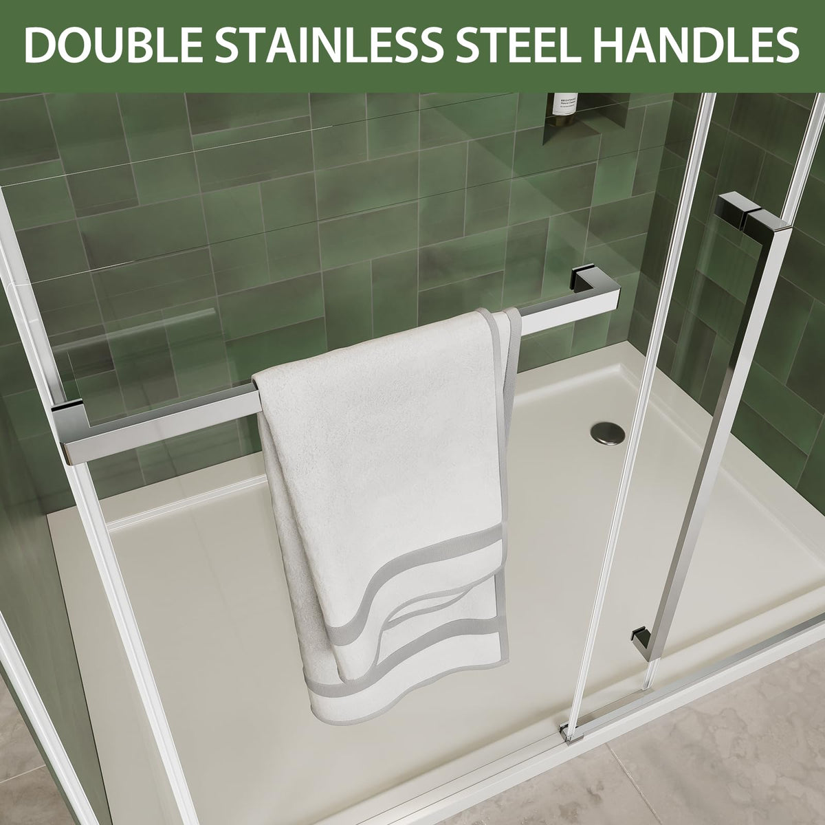 44-48" W x 76" H Glass Shower Door, Frameless Shower Door with 5/16" (8mm) Clear SGCC Tempered Glass, Explosion-Proof Film, Stainless Steel Hardware, Chrome