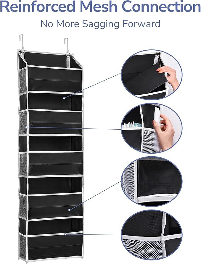 ULG 1 Pack Over The Door Organizer – 5 Shelf Door Organizer Hanging & 10 Side