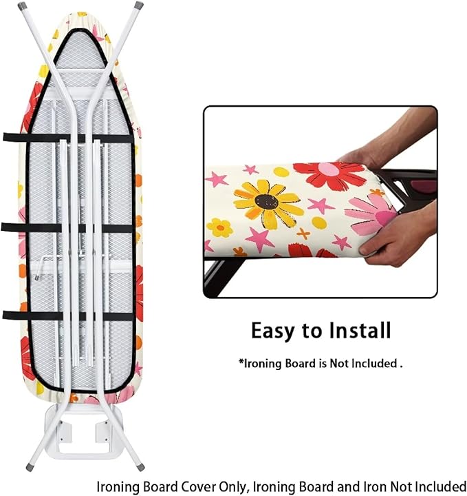 Boho Floral Ironing Board Cover 15x54 Inch Applicable Standard Size Colorful