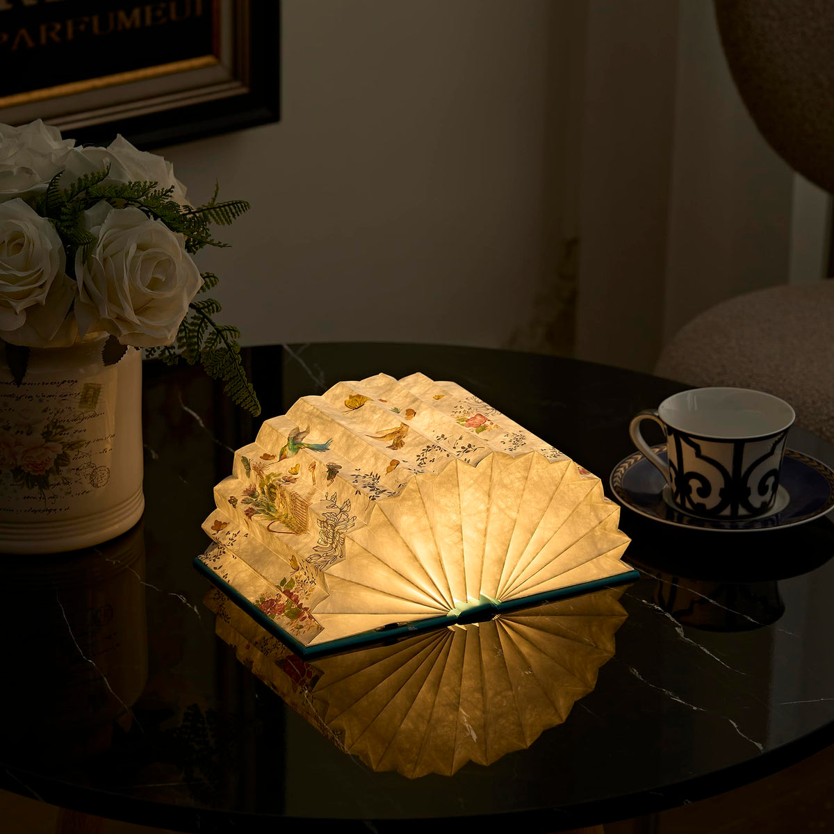 Uniwolk Flower Book Lamp Bookish Birthday Gifts for Women or Freinds, Foldable Paper Desk Lamp for Bedroom Living Room, Book Light as Gifts for Book Lovers, Desk Decor Cute Stuff