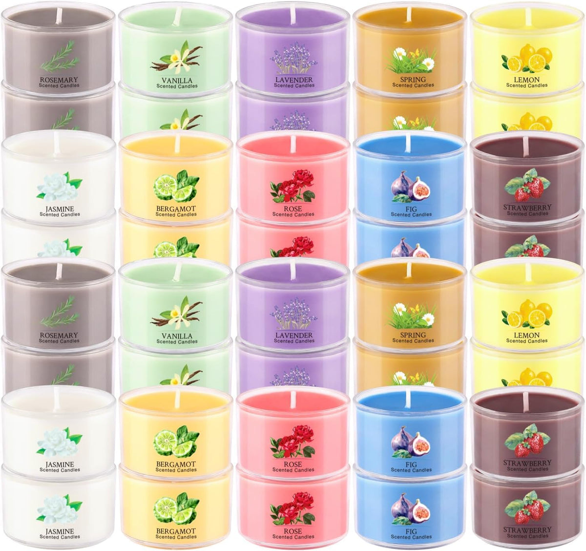 AYIQIW 40 Pack Scented Candle Set, 10 Fragrances, 35g Natural Soy Wax Candles with Smokeless Cotton Wicks, Ideal for Home Decor, Yoga, Meditation, Spa & Gifting.Mother's Day