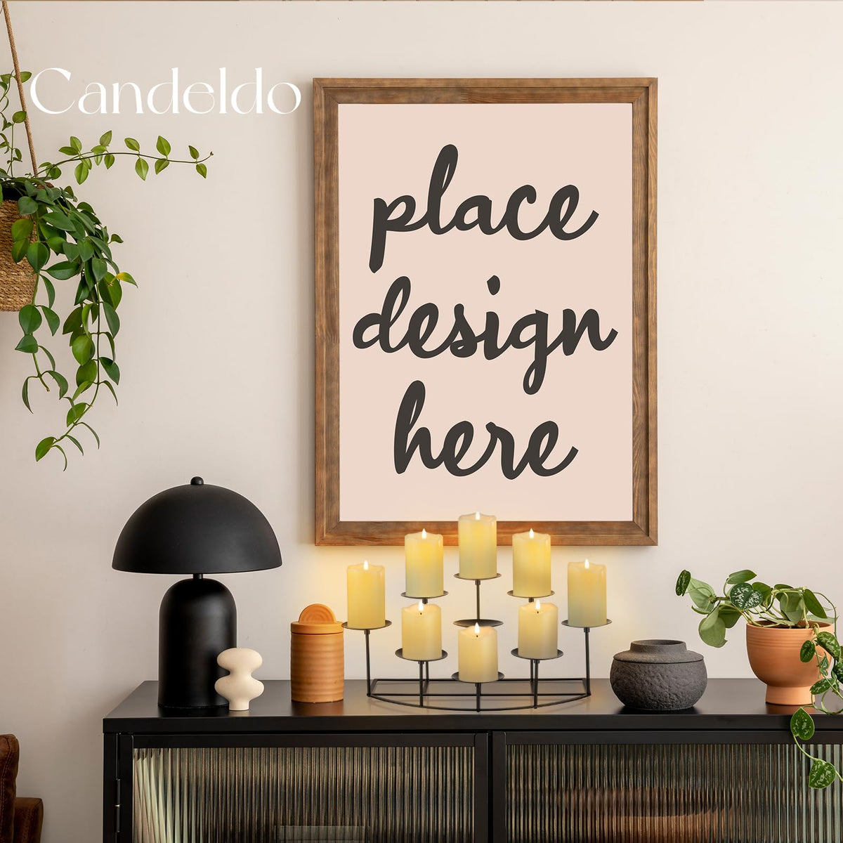 Candeldo Candelabra Fireplace Candle Holder: Black Metal Pillar Candle Holders for Inside Fireplace Mantle Decor Floor Candelabras Table Centerpiece