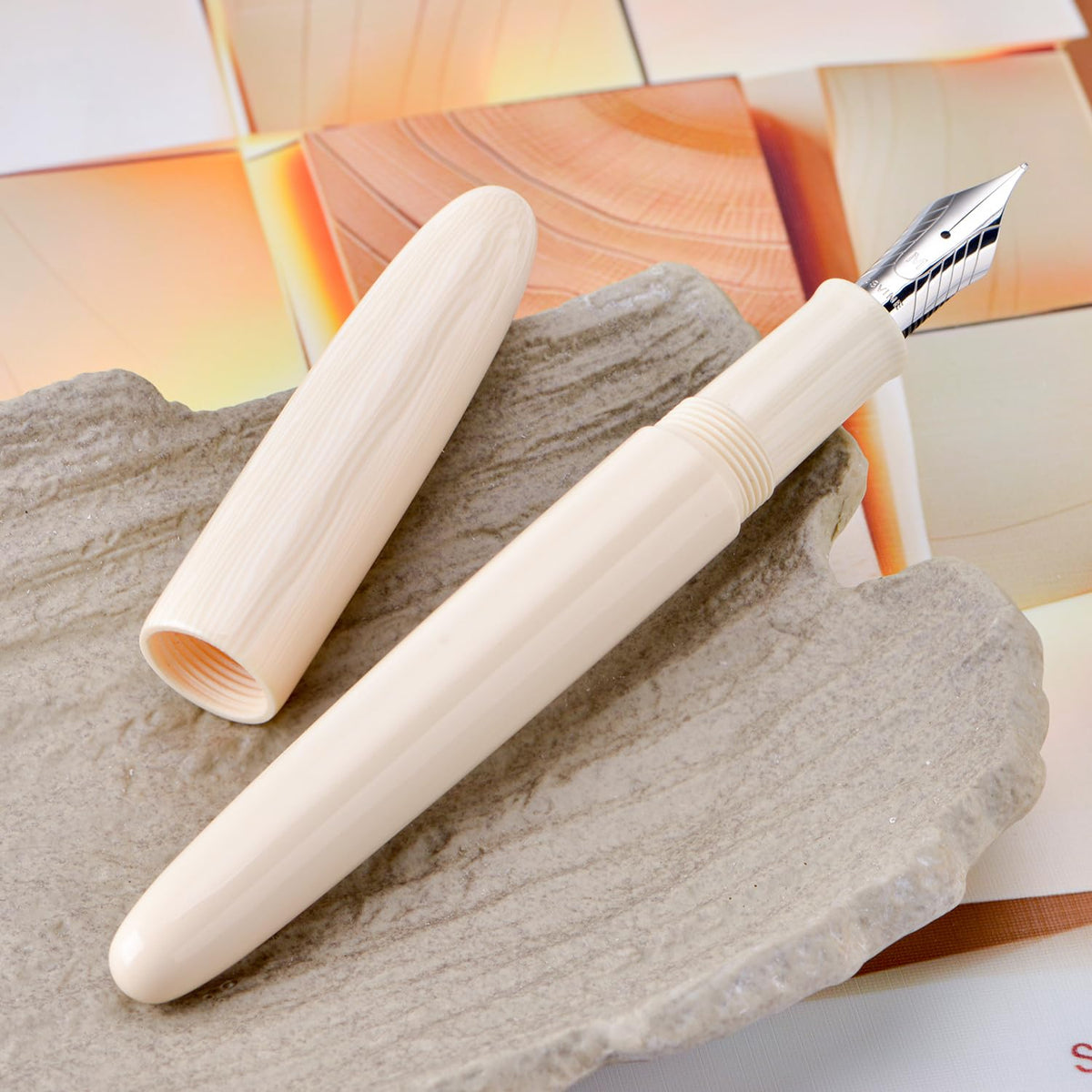 Asvine C80 Fountain Pen #8 Fine Nib Large Handcraft Pen with Converter Pen Box Collection Set (Ivory)