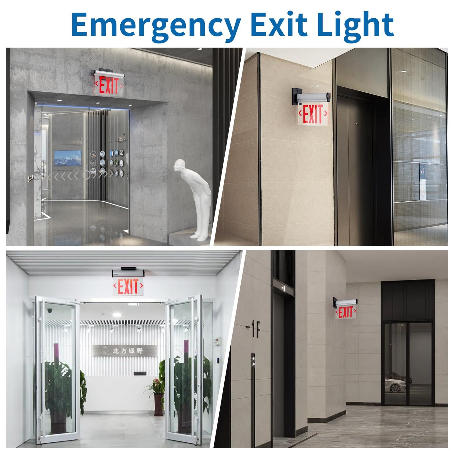 TANLUX Red Exit Signs for Business, Double Sides LED Edge Lit Exit Sign, UL 924, Hardwired Emergency Exit Lights with Battery Backup, Aluminum Housing with Rotating Acrylic Mirror Panel, AC 120/347V, 4 Pack