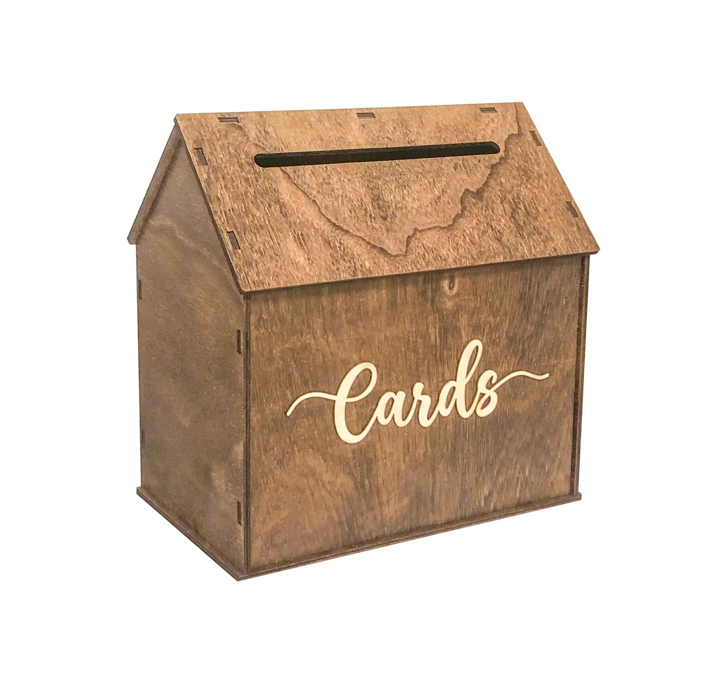 Cregugua Rustic Wooden Card box 12x12x7 Inch House Shaped Gift Card Box for Wedding Birthday Baby Shower Graduation Party