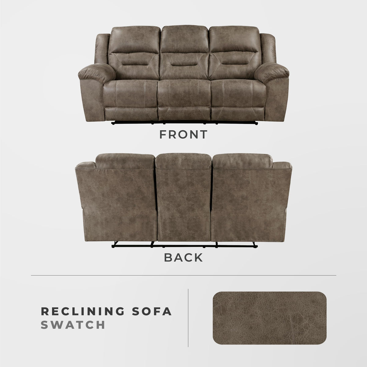 Lexicon Manual Double Reclining Sofa, Wall Hugger Polished Microfiber Manual Recliner Sofa, for Living Room, Required Assembly, Brown