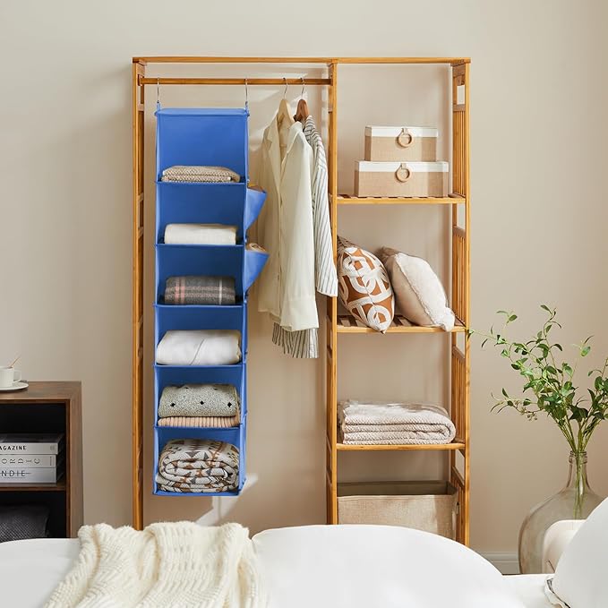 YOUDENOVA Hanging Closet Organizer, 6-Shelf Closet Hanging Storage Shelves