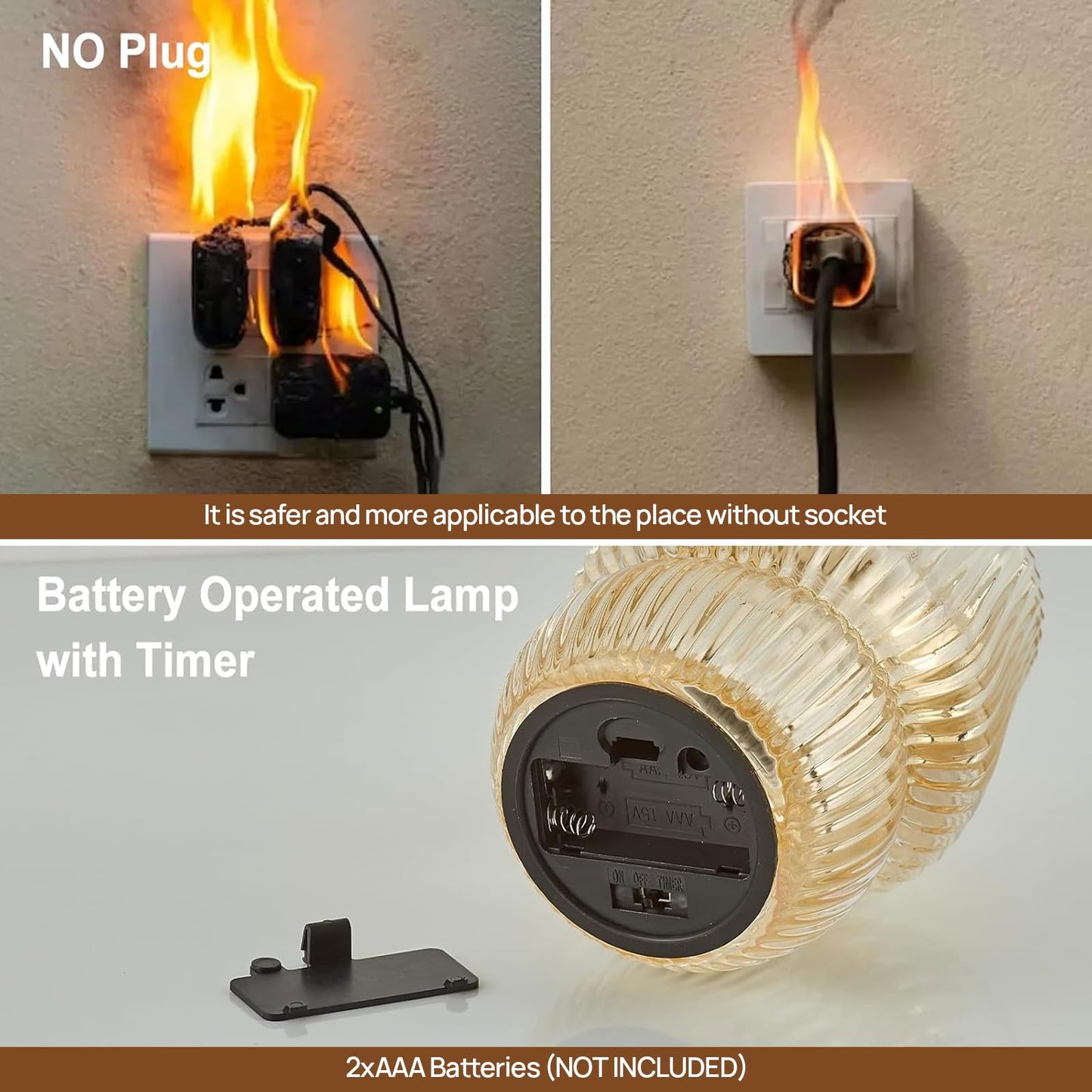 SisiHokai Small Battery Operated Lamp with Timer, Tiny Cordless Glass Table Lamp for Home Decor, Kitchen, Bathroom, Birthday Gift for Women, Mushroom, Amber