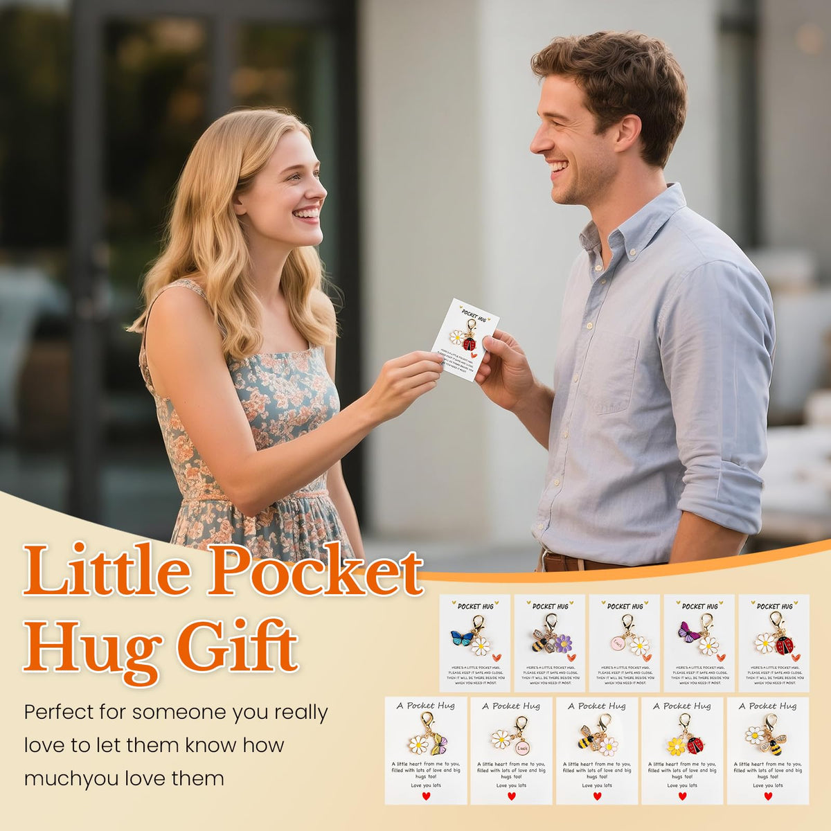 mountova 10 Sets Pocket Hug Card with Cute Mini Size Tokens, DIY Sentimental Gift for Encouragement Anxiety Relief & Emotional Support – Inspirational Keepsake for Friends Family Kids & Loved Ones