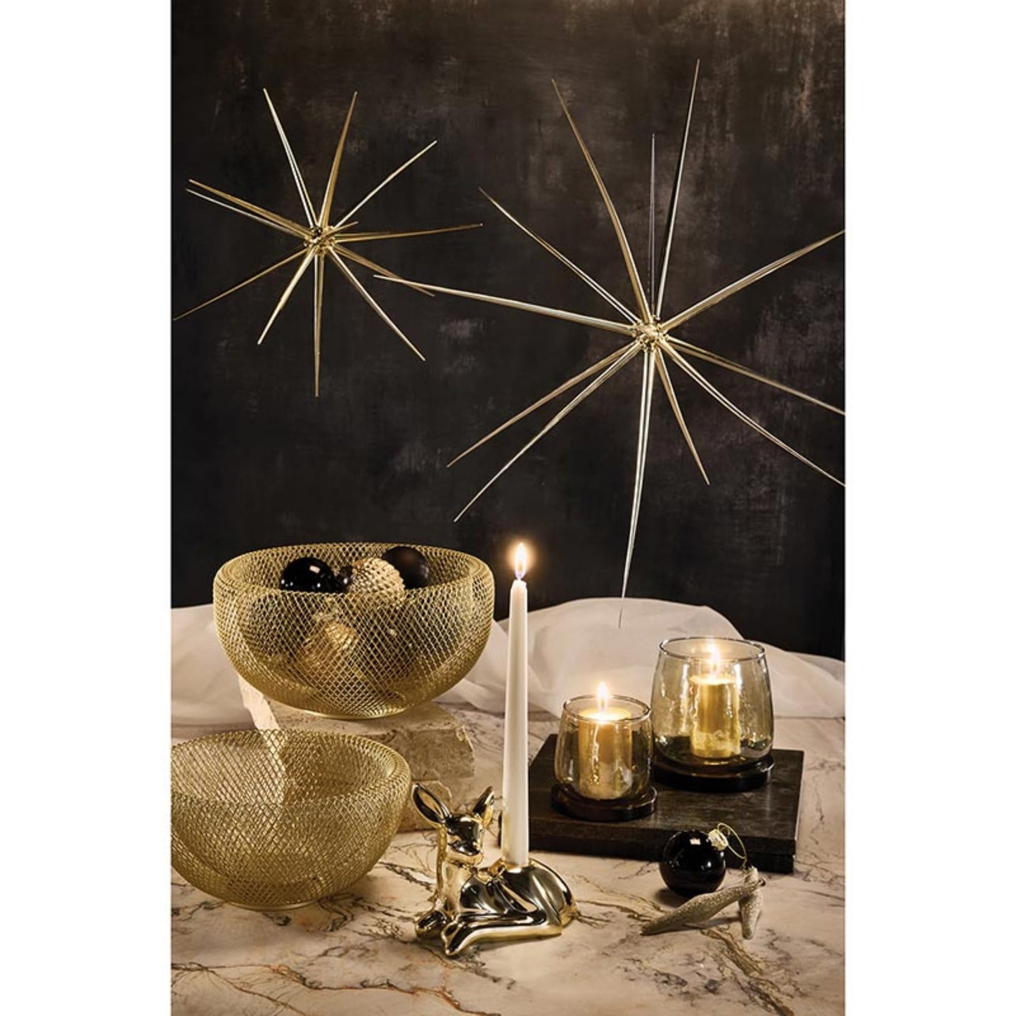 47th & Main Smoky Glass and Marble Candle Holder Eclipse Hurricane Decorative Candle Holder for Dining Table Centerpiece, Small, Smoky