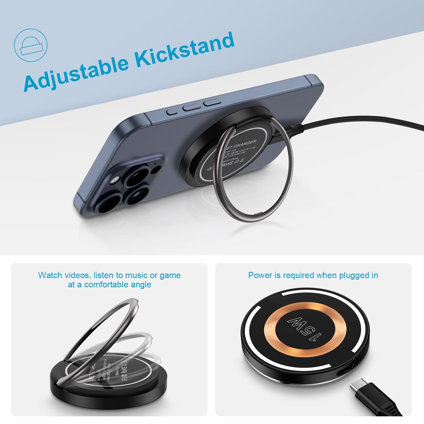 15W Samsung S26 Ultra Fast Wireless Charger MagSafe Charger for Samsung Galaxy S26 S25 Ultra S24 FE S24 S23 Ultra Pixel 10a 10 9a 9 8 Pro, Magnetic Wireless Charging Pad for iPhone 17 16 15 14 Pro Max