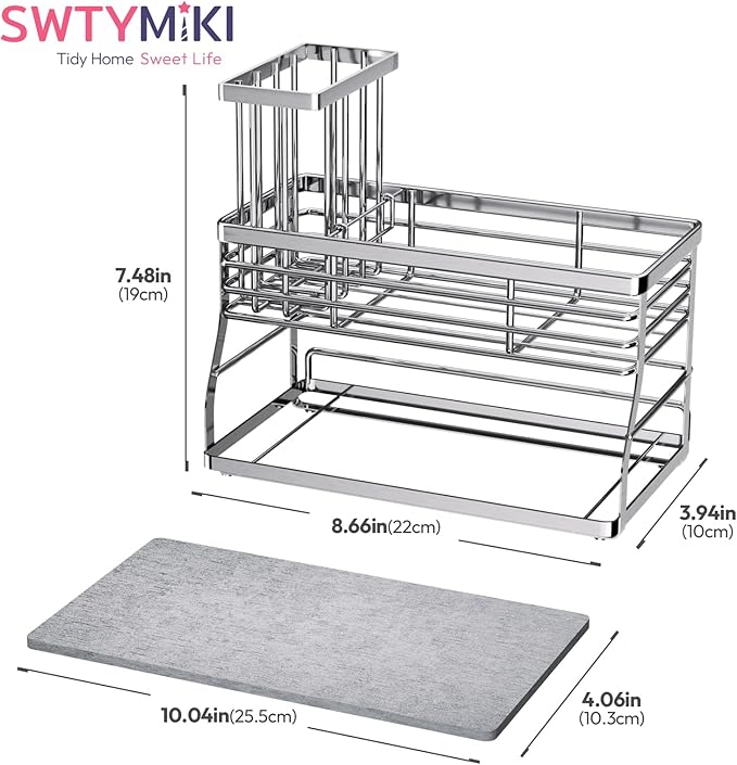 SWTYMIKI Kitchen Sink Caddy Organizer, 2 Tier Sponge Holder