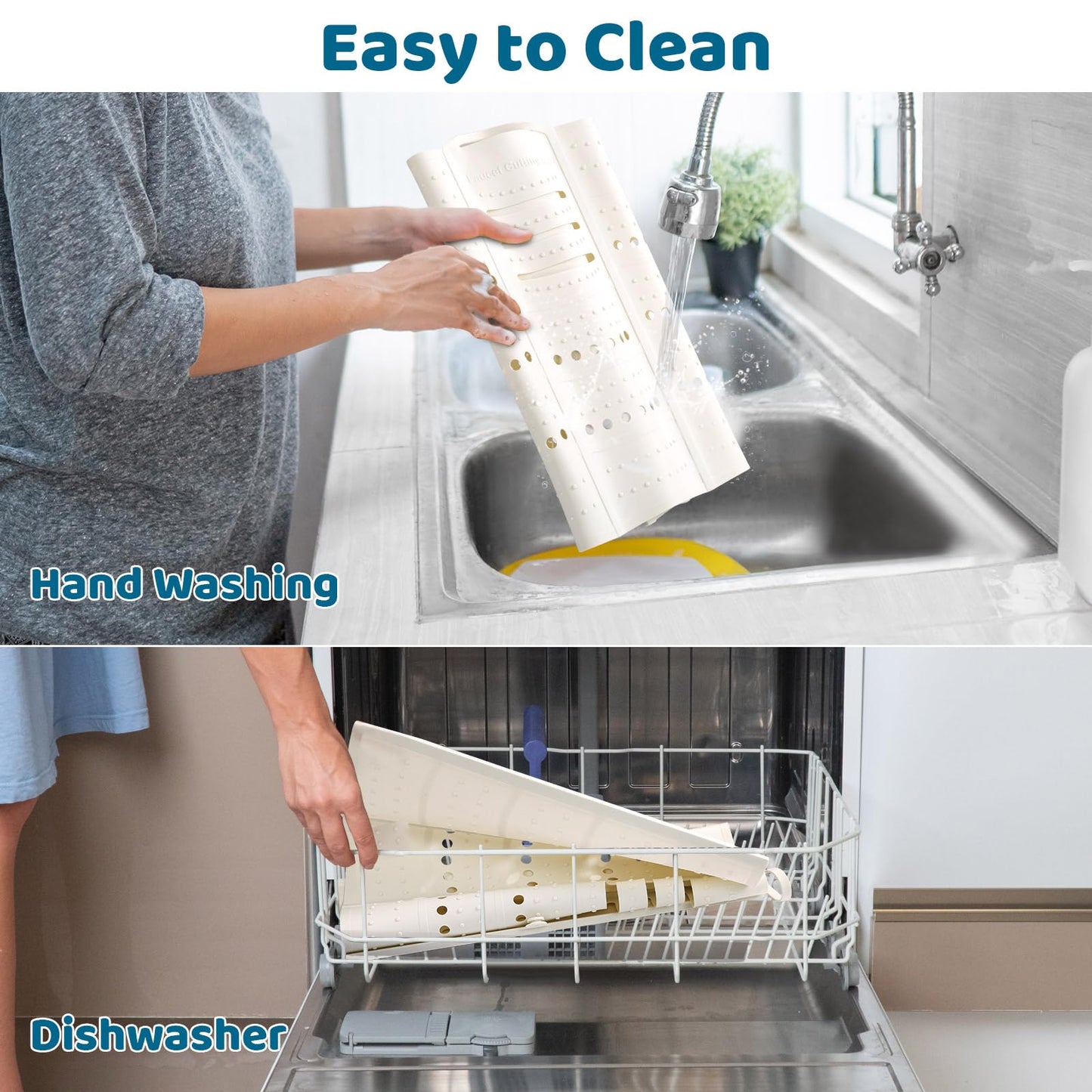Johamoo Bathroom Sink Cover for Counter Space, Foldable Silicone Sink Mat Makeup Organizer Mat Space Saver, Women’s Gifts for Christmas RV Camper Travel Must Haves Accessories - Large, Pearl
