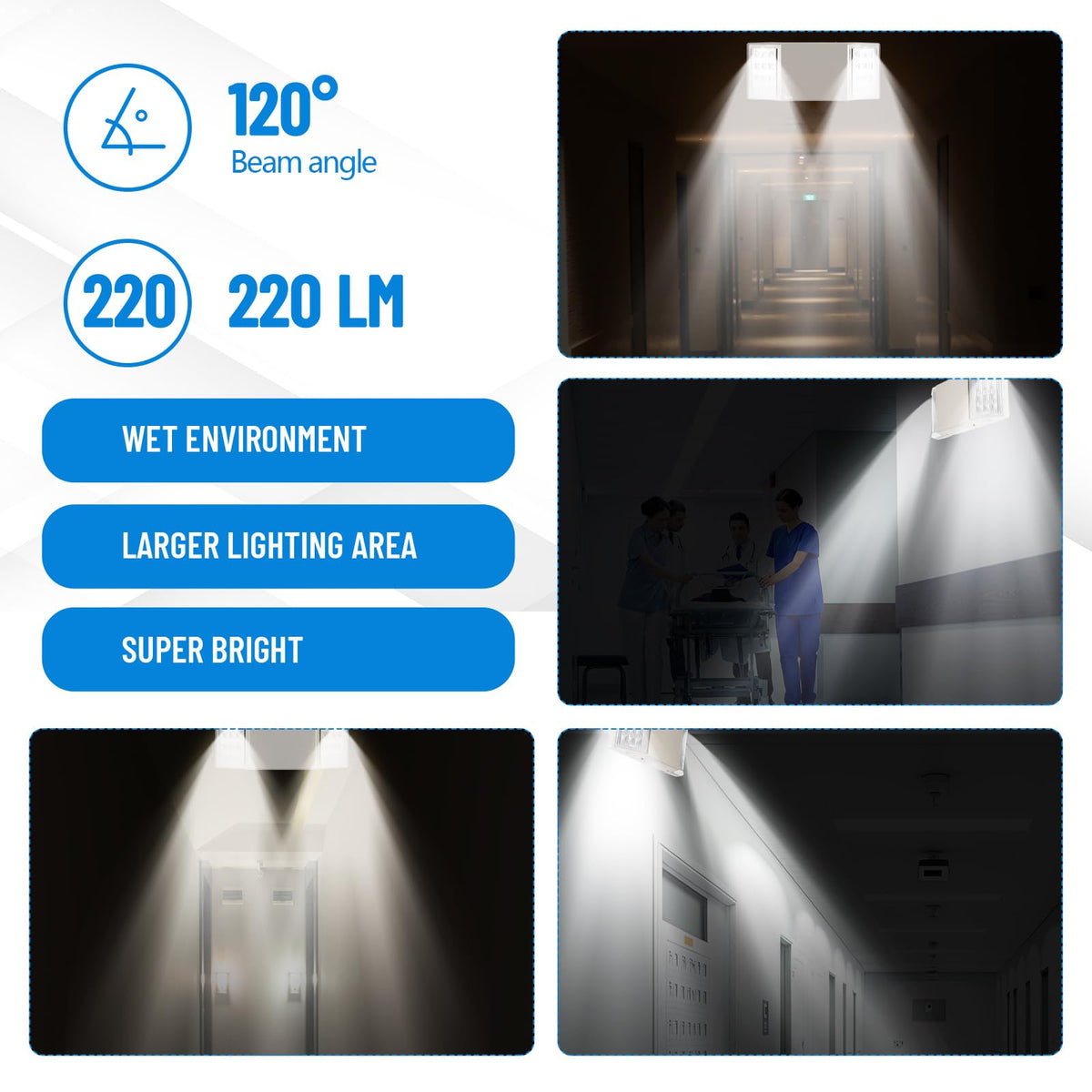Baquler 8 Pack LED Emergency Lights for Business with Battery Backup, Commercial LED Emergency Square Lighting Wall Mount, Ac 120/277V, Hard Wired, Fire Resistant, Ul Certified