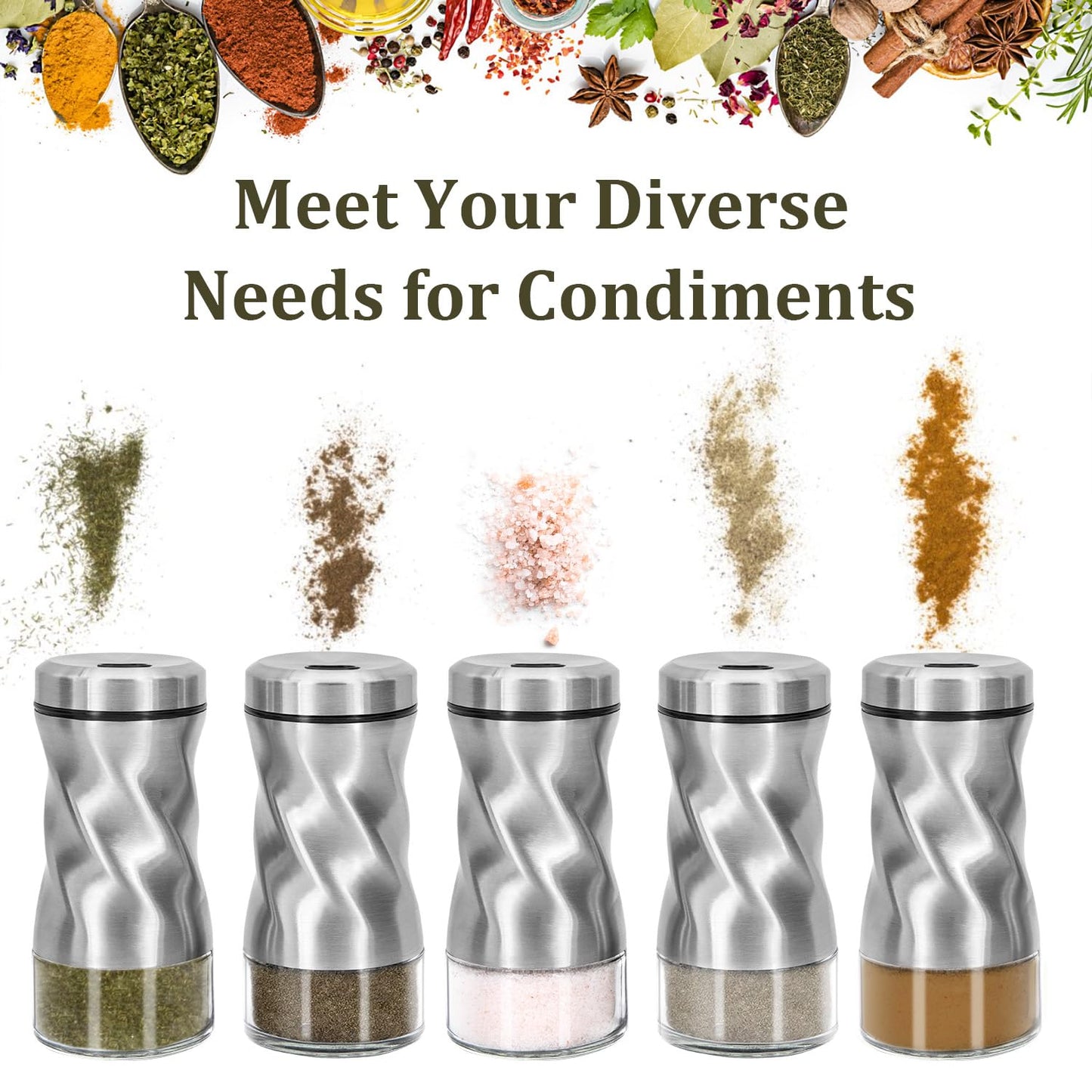 Glass Salt and Pepper Shakers Set, Adjustable Pour Holes for Fine or Coarse Spices, 4 oz Glass Salt Shaker, Refillable Spice Shakers for Himalayan & Kosher Salt, Pepper, Cinnamon – For Kitchen & Table
