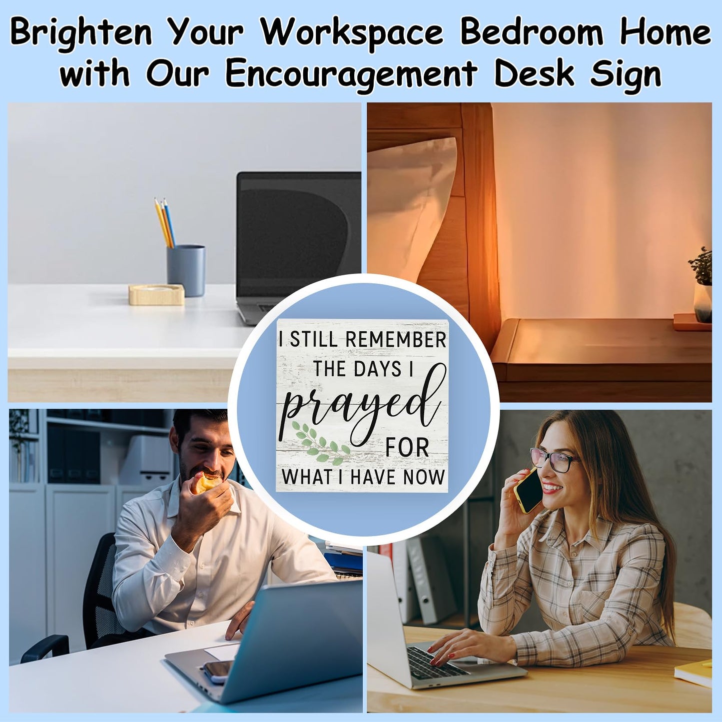 Remember The Days I Prayed Motivational Wooden Home Office Room Decor Emotional Support Gifts for Team Coworkers Employee Sign for Men Women Funny Cubicle Decoration Shelf Counter