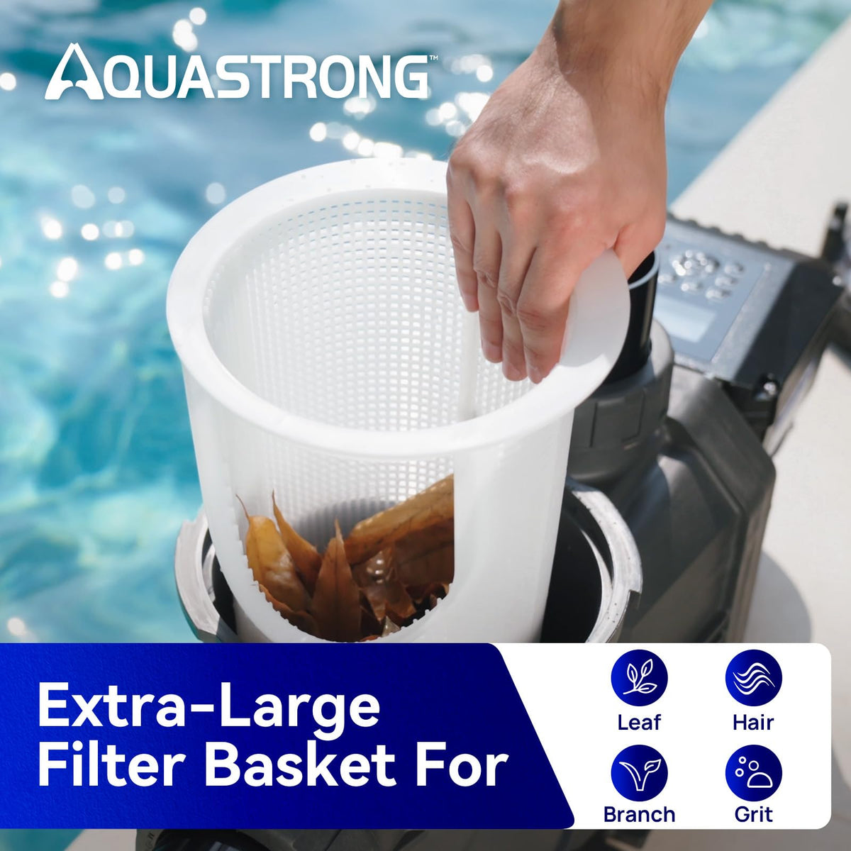 Aquastrong Variable Speed Pool Pump In/Above Pool Pump Energy Efficient High Flow Powerful Self Primming Swimming Pool Pumps with Filter Basket,Matta Black