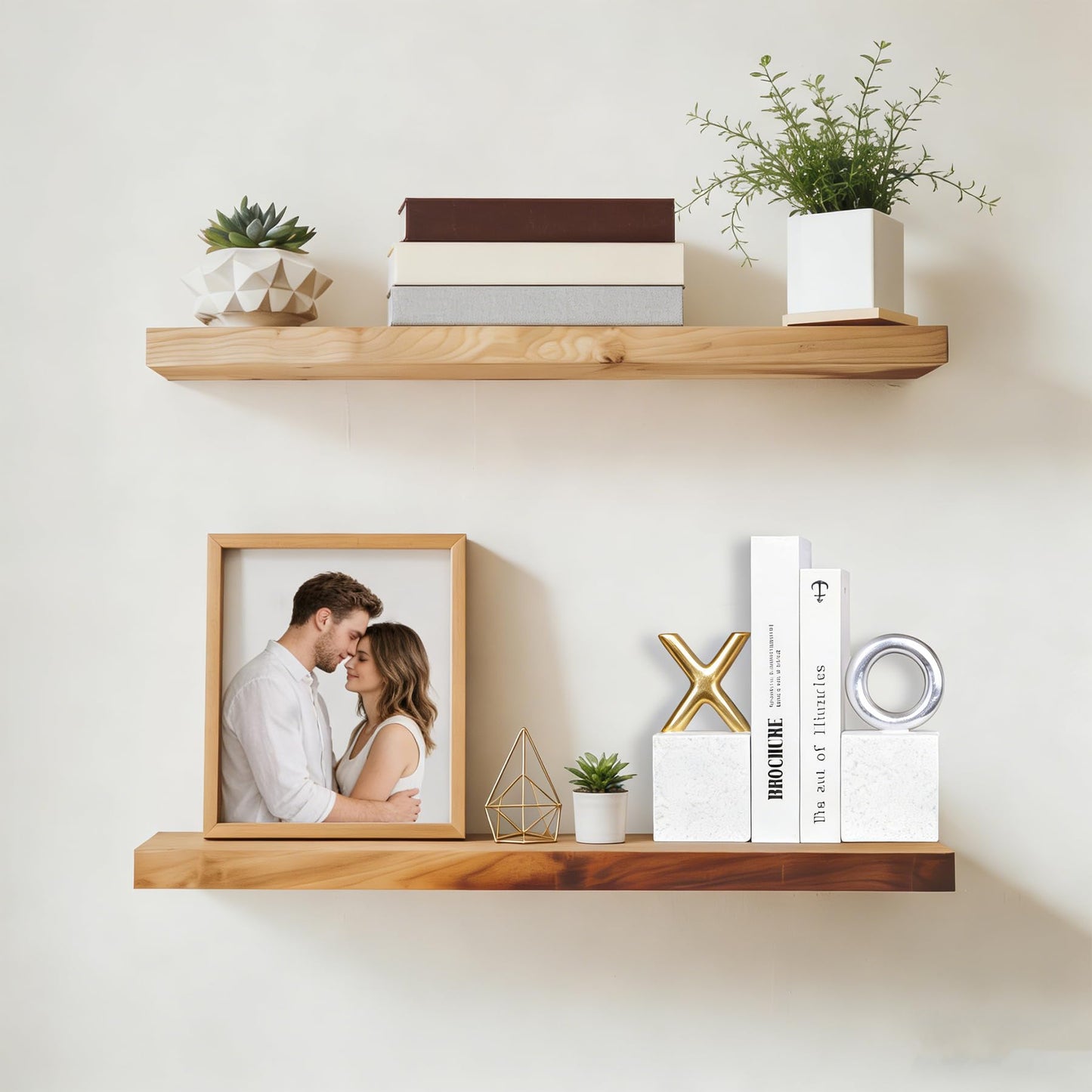 Kakizzy Modern Decorative Bookends,Resin Book Ends for Shelves,Unique X and O Design Book Stopper Decor for Desk Home,Non-Slip Book Holder Shelf Decor,Gifts for Valentine's Day (Gold/Silver)