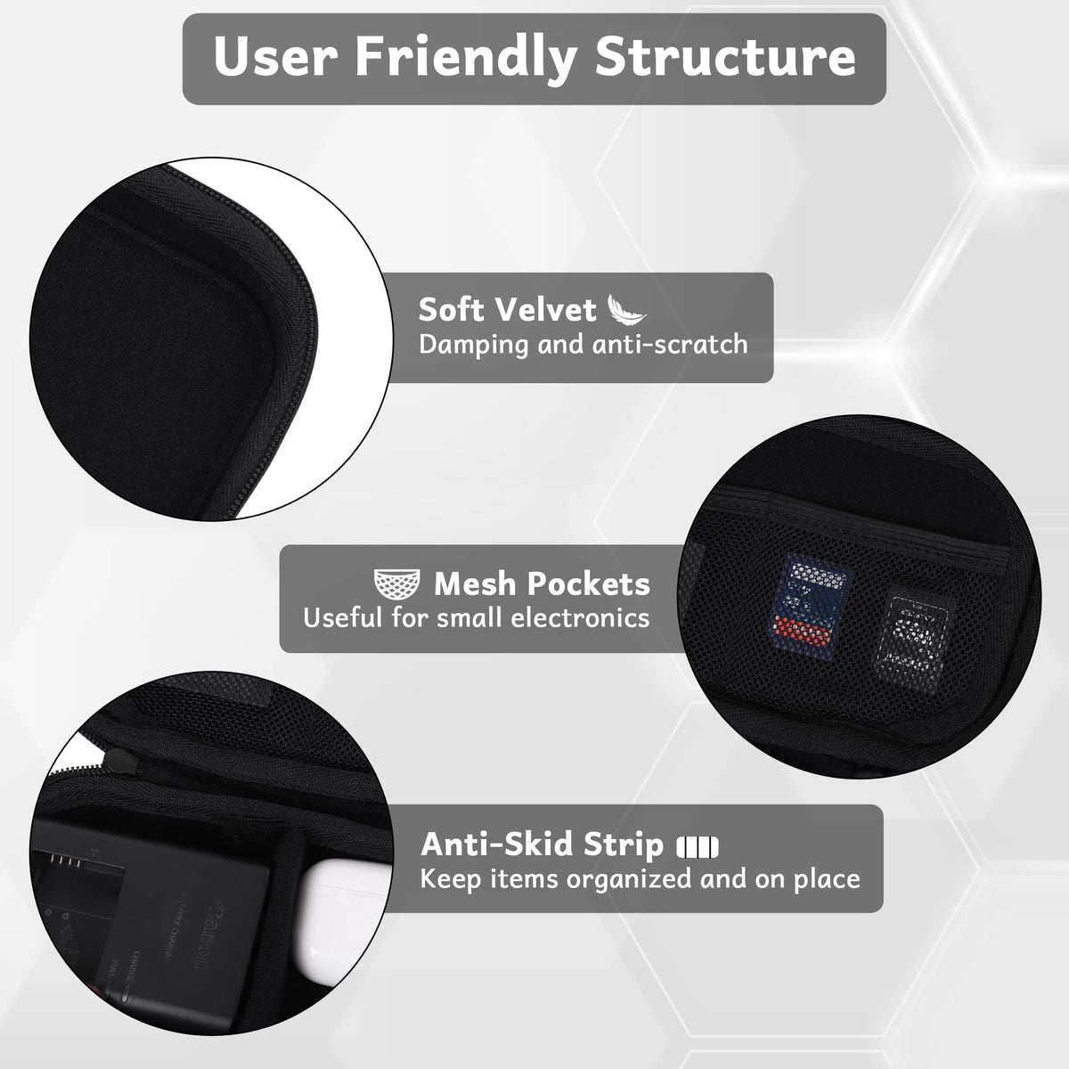 GadgetBite Organiser Portable Pouch For Electronic Accessories Usb Cables, Power Bank, Battery, Hard Drive, Sd Memory Card, Earphones, Travel Gadgets & Organiser Rugged Travel Friendly (Grey)