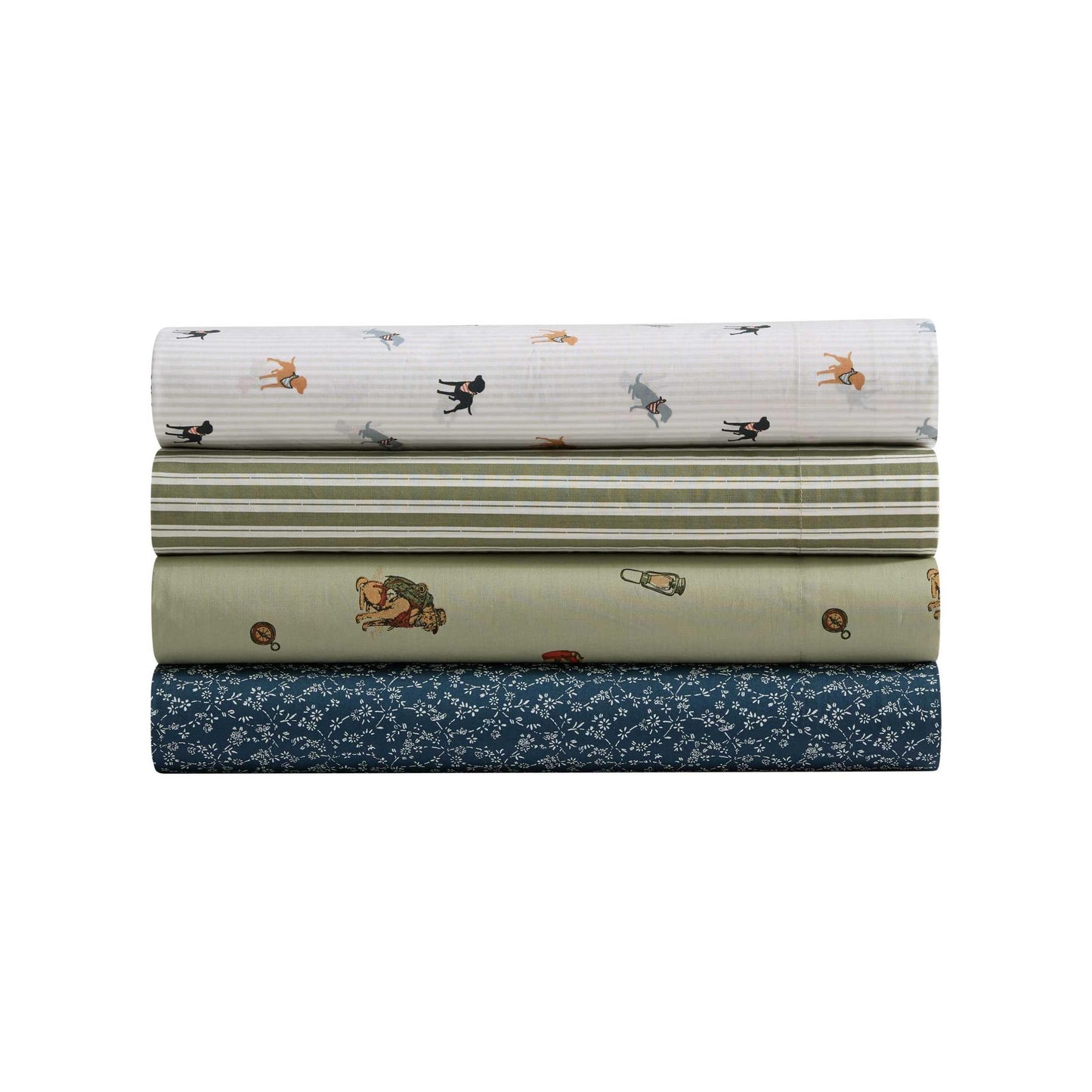 Eddie Bauer - Twin Size Sheet Set, Cotton Percale Bedding with Deep Pocket Fitted Sheet, Bed Sheets with Matching Pillowcase, Alpha Stripe Green