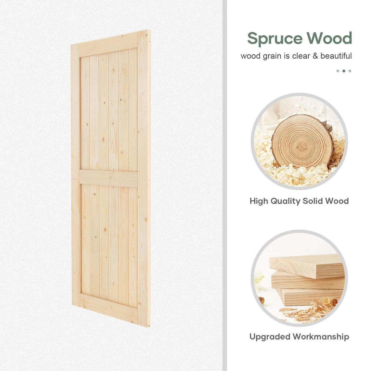 ROYMELO 36x80 inch Sliding Barn Wood Door Slab with 6.6ft Hardware Kit, Requires Simple DIY Assembly